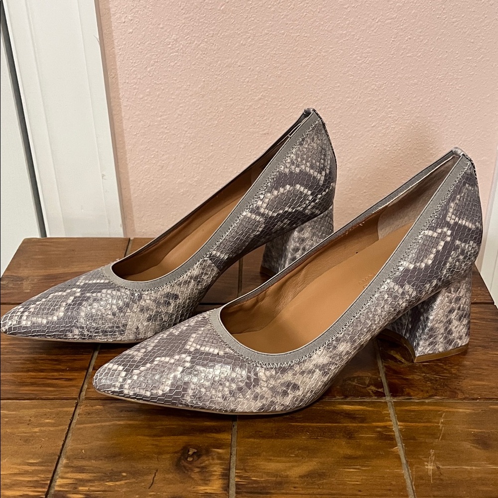 Gentle Souls Gray Snakeskin Heels